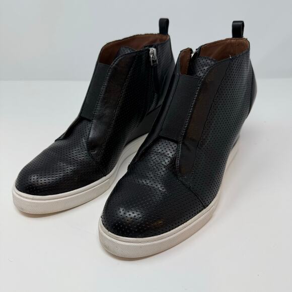 Linea Paolo Platform Wedges Women's 7 Black Leather Felicia Booties EUC - Picture 1 of 10